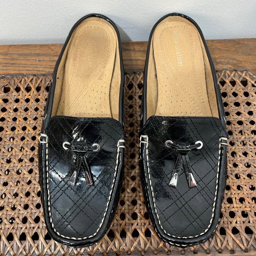 Size 8 Naturalizer Black Tassel Quilted Slip On Corpcore Dark Academia Mule Flat
